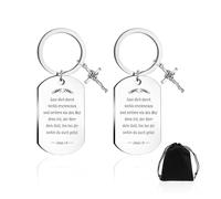 USHXVG 2PCS Faith Keychains with 1PCS Storage Bag, Cross Keychain, Christian Keychain, Encouragement Keychain for Boys and Girls