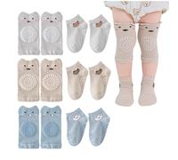 USHXVG 3 Pairs of Baby Socks, 3 Pairs of Crawling Knee Pads, Children's Crawling Set, Non-slip Floor Socks, Polka Dot Toddler Socks, Comfortable and Breathable Knee Pads, Cute Socks