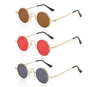 USHXVG 3 Pairs Retro Prince Glasses, Round Small Frame Glasses, Fashion Hip Hop Sunglasses, Street Style Sunglasses, Party Outfits, Party Photo Props