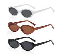 USHXVG 3 Pairs Sunglasses, Oval Sunglasses, Retro Sunglasses, Small Frame Glasses, Outdoor Sunglasses, Party Sunglasses, Photography Glasses Props