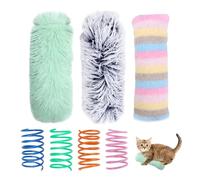 USHXVG 3 Pieces Of Cat Plush Toys, 4 Pieces Of Cat Spring Toys, Pet Plush Toys, Interactive Cat Toys, Cat Chew Toys, Pet Toys