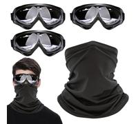 USHXVG 3 Pieces Of Cycling Goggles, 1 Piece Of Cycling Mask, Windproof Glasses, Safety Goggles, Sports Protective Glasses, Children'S Safety Glasses, Anti-Fog Transparent Cycling Glasses