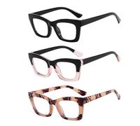 USHXVG 3 Pieces of Glasses, Women's Glasses, Women's Fashion Glasses, Anti-Eye Fatigue Glasses, Anti-Blue Light Glasses, Durable Glasses for Work, Study and Gaming