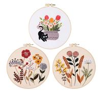 USHXVG 3 Sets DIY Material Pack, Embroidery Kit for Adults & Beginners, Craft Kit with Knitting & Punch Needle Tools