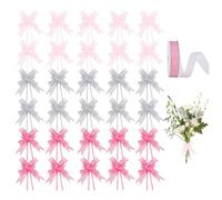 USHXVG 30 Pieces of Bow Garland, 1 Roll of Snow Yarn Webbing, Wedding Car Bow Garland, Gift Packaging Ribbon, Gift Basket Bow, Suitable for Decorating Wedding Cars and Gifts