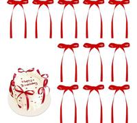 USHXVG 30 Red Cake Bow Decorations And 10 Love Decorations, Three-Dimensional Shapes Embellish Desserts To Enhance The Atmosphere Of Ceremony, Suitable For Festivals And Wedding Celebrations.
