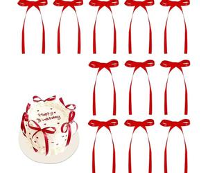USHXVG 30 Red Cake Bow Decorations And 10 Love Decorations, Three-Dimensional Shapes Embellish Desserts To Enhance The Atmosphere Of Ceremony, Suitable For Festivals And Wedding Celebrations.