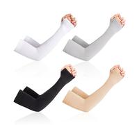 USHXVG 4 Pairs of Sun Protection Sleeves, Hook Finger Sleeves, Summer Sun Protection Ice Sleeves, Sun Protection Arm Sleeves, Unisex Long Sleeves, Suitable for Cycling, Hiking, And Golf