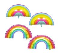 USHXVG 4 Pieces Rainbow Balloons, Multicolor Aluminum Foil Balloons, Rainbow Party Decorations, Birthday & Wedding Celebration Accessories