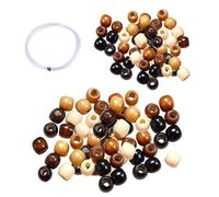 USHXVG 400 Pieces of Large Wooden Beads and 1 Piece of Beading Rope, Large Hole Beads, DIY Accessories, Oval Wooden Beads, Jewelry Craft Making, 11x12mm, 9x10mm (Multi-Color)