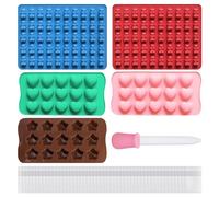 USHXVG 5-Piece Set of Fondant Molds, 1 Dropper, 50-Piece Ziplock Bags, 50-Piece Bear Molds, Children's Heart-Shaped and Star Baking Molds, Chocolate and Fondant Molds