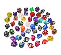 USHXVG 50 Pieces Cubic Number Dice, Multi-sided Dice Set, Gaming Dice Set, Colorful Dice Set, Acrylic Dice Set, 10-Sided Dice Set