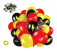 USHXVG 50 Pieces Of Red, Black And Yellow Sequined Balloons, 10G Scattered Confetti, With Ribbon Flashing Balloons, Party Decorations, Suitable For Birthdays And Weddings.
