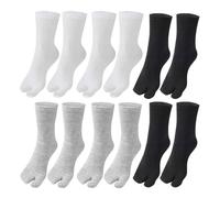 USHXVG 6 Pairs Men's Split-Toe Socks, Flip-Flops Socks, Ankle Length, Black, White, Gray