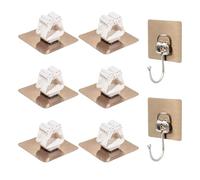 USHXVG 6 Pieces Mop Holder, 2 Pieces Gold Hook, No-Punch Broom Holder, Self-Adhesive Mop Clip, Cleaning Tool Storage Rack, Mop Wall Hook, Suitable for Garden, Bathroom, Kitchen
