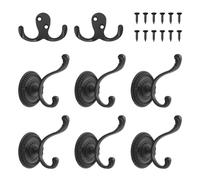 USHXVG 6 Pieces of Retro Coat Hooks, 2 Pieces of Hooks, Light Luxury Coat Hooks, Alloy Heavy-Duty Hooks, Wall-Mounted Metal Coat Hooks, Decorative Single Hooks, Kitchen and Bathroom Hooks