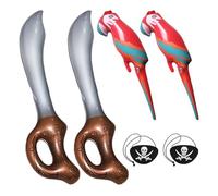 USHXVG 6 Pirate Dress-Up Suits, Inflatable Parrots And Pirate Knives, Cyclops Skull Eye Masks, Costumes And Props For Performances, Halloween Costumes.