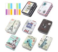 USHXVG 8 Pieces Metal Box With Lid, 2 Pieces Label Stickers, Storage Tin, Soap Container, Rectangular Can