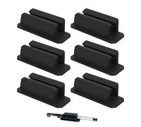 USHXVG Pack of 6 Multifunctional Pen Accessories, Self-Adhesive Silicone Ring, Elastic Pen Clip, Stylus, Black