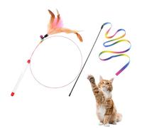 USHXVG Retractable Cat Toy Stick with Feather Bell - Long Pole Exerciser