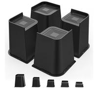 USION Bed Risers 6 inch Heavy Duty Furniture Risers, Up to 6000 Lbs L shaped Bed Lifts Blocks for Sofa Table Couch Desk Bookshelf (Black, 6IN-4PCS)