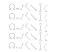 Uskerb 30 Pcs Clear Piercing Retainer Set - Invisible Plastic Nose Studs for Work & Surgery - Ideal Nose Piercing Solution for a Discreet Look