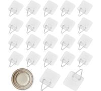 Uskerb 30 Pcs Self-Adhesive Wall Plate Hangers Set - 1.3 Inch Square Hanging Pads for Wall Decor - Stick On Picture Hooks for Easy Display