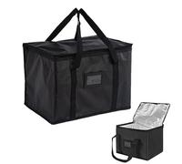 Uskerb Large Food Delivery Bag, Insulated Thermal Bag for Hot and Cold Food, 43x30x31 cm, Commercial Grade, Reusable, Black