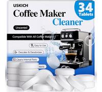 USKICH 34 Pack Coffee Machine Cleaner Tablets,Coffee Maker Cleaner Tablets | Coffee Pot Maker For Keurig, Ninja, Breville, Delonghi, Nespresso, Miele,Espresso Machine Cleaning Tabs,Descaling Solution