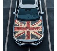 Uskorhein British Flag Car Hood Cover Protector for Most Vehicles Sedans Trucks SUVs, Stretchable Auto Accessories, Tea-Stains British Union Jack Flag Car Bonnet Banner