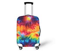 Uskorhein Sea Turtle Horse Cow Shark Dolphin Travel Luggage Cover Suitcase Protector Washable Baggage Covers for 18-32 Inch, Rainbow Tie-Dye Abstract Art, L(25-28 IN)