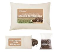 USlixury Buckwheat Pillow with Extra Organic Pillowcase and Extra Hulls, Adjustable Height and Firmness, Organic Buckwheat Pillow, Firm Neck Support for Side Sleepers, Cool Sleep, White, 15"X19"