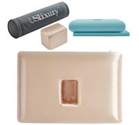 USlixury Piercing Pillow - Ear Piercing Pillow with Foam Plug, 18x12 Large Donut Plilow with 4.7x3.2 Off Center Ear Hole, Adjustable Peircing Plilow for Side Sleeper, CertiPUR-US Memory Foam,Champagne