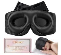 USlixury Silk Sleep Mask, 3D Contoured Sleeping Masks, Blackout Sleep Masks for Women with Nose Wing,100% Mulberry Silk, Face-Hugging Non-Slip SLEP Mask for Side Sleeper, 27.5x4.5'', Sakura