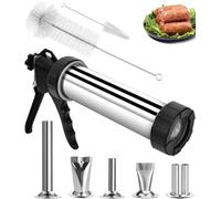 Usluole Jerky Gun for Ground Meat, 1.5LB Beef Jerky Gun Kit with 5 Stainless Steel Nozzles & 5 Brushes, Professional Jerky Shooter Sausage Stuffer, Easy Clean Jerky Gun Kits for Homemade Snacks