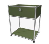 USM Haller Bedside Table with open compartment Olive green - USM QS M54 36