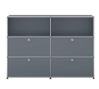 USM Haller Highboard 2 Open / 2 Flaps / 2 Drawers Medium Grey - USM HIGH OFF KLAP SCHUB FD SC