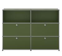 USM Haller Highboard 2 Open / 2 Flaps / 2 Drawers Olive Green - USM HIGH OFF KLAP SCHUB FD SC