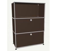 USM Haller Highboard mit 2 Klappen und 1 Fach offen-braun - USM_highboard_2_klappen braun