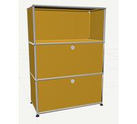 USM Haller Highboard mit 2 Klappen und 1 Fach offen-goldgelb - USM_highboard_2_klappen goldge