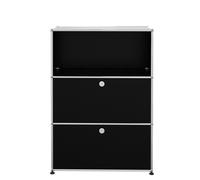 USM Haller Highboard mit 2 Klappen und 1 Fach offen-graphitschwarz - USM KOMMODE 2KL 1OF 30 FD