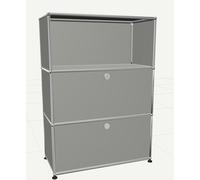 USM Haller Highboard mit 2 Klappen und 1 Fach offen-lichtgrau - USM_highboard_2_klappen lichtg