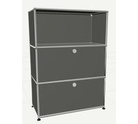 USM Haller Highboard mit 2 Klappen und 1 Fach offen-mittelgrau - USM_highboard_2_klappen mittel