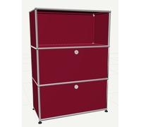 USM Haller Highboard mit 2 Klappen und 1 Fach offen-USM rubinrot - USM_highboard_2_klappen rubinr