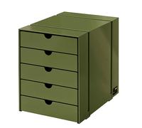 USM Haller Inos K1 C4 storage unit with 5 closed trays, Home Office, olive green - USM HALLER QS K1