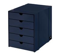 USM Haller Inos K1 C4 storage unit with 5 closed trays, Home Office, steel blue - USM HALLER QS K1