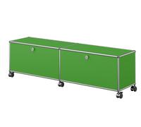 USM Haller Lowboard on castors with 2 folding doors Green - QS M61 GRUEN