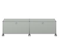USM Haller Lowboard on castors with 2 folding doors Light grey - QS M61 7035