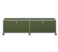 USM Haller Lowboard on castors with 2 folding doors Olive green - USM QS M61 36