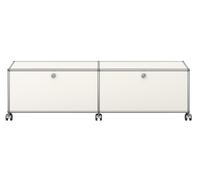 USM Haller Lowboard on castors with 2 folding doors White - QS M61 9010